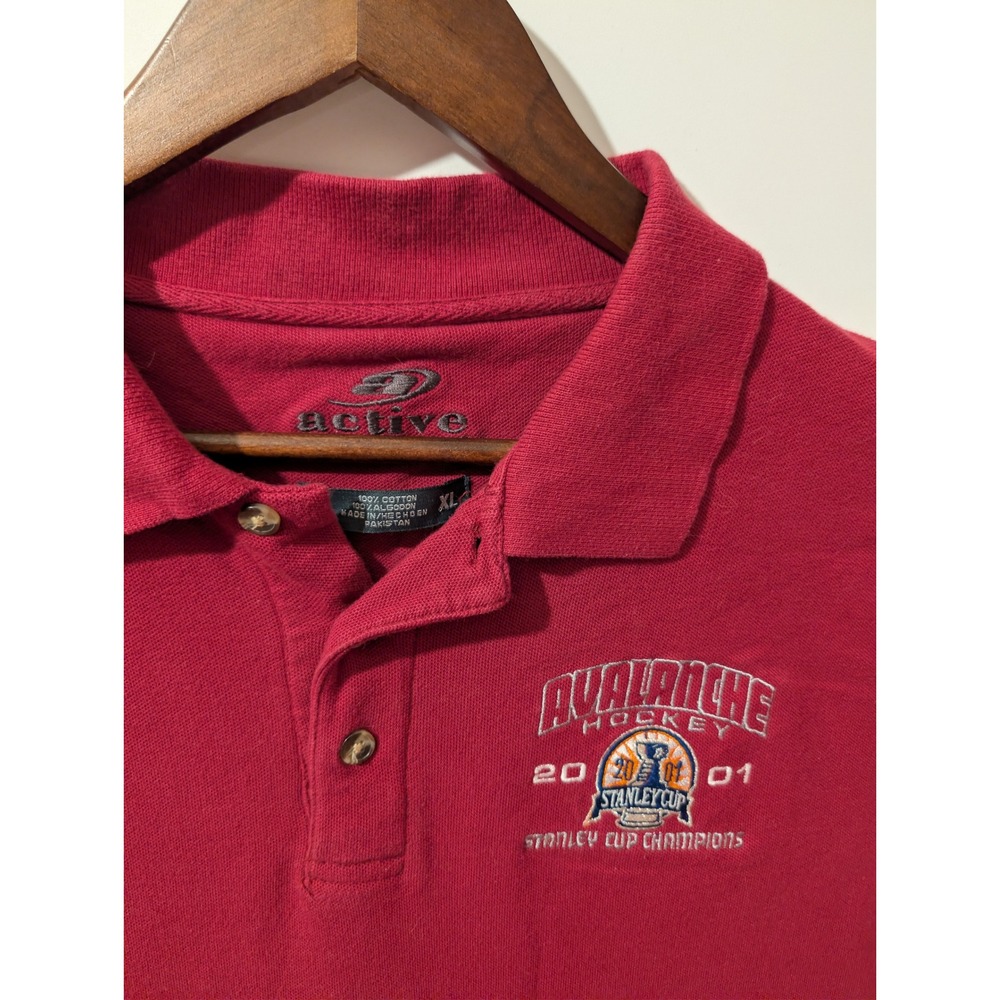 Active Colorado Avalanche Polo Mens XL Red Excellent 2001 Stanley Cup NHL Hockey